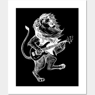 SEEMBO Lion Playing Guitar Musician Guitarist Music Fun Band Posters and Art